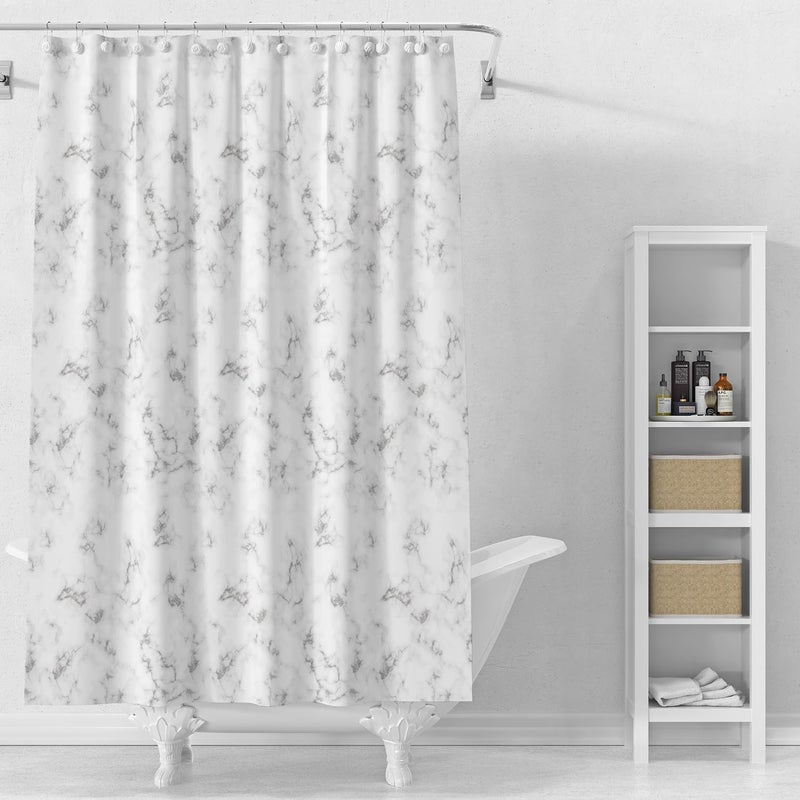 TIKABC Shower Curtain Liner, 4G PEVA Marble Cloud Shower Liner, Plastic Waterproof Shower Curtains, 72x72 inch with Grommet Holes 3 Magnetic Weights - Image 1